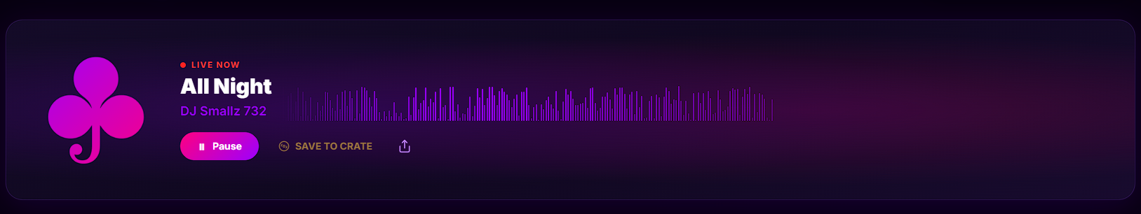 Live player bar — All Night by DJ Smallz 732